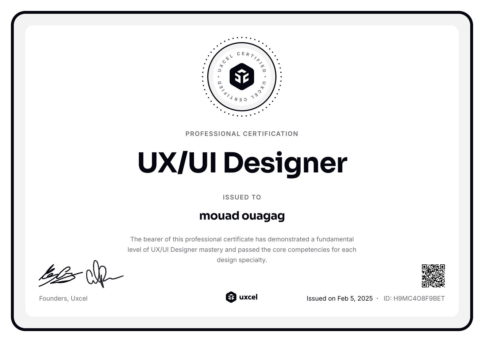 mouad ouagag's certificate